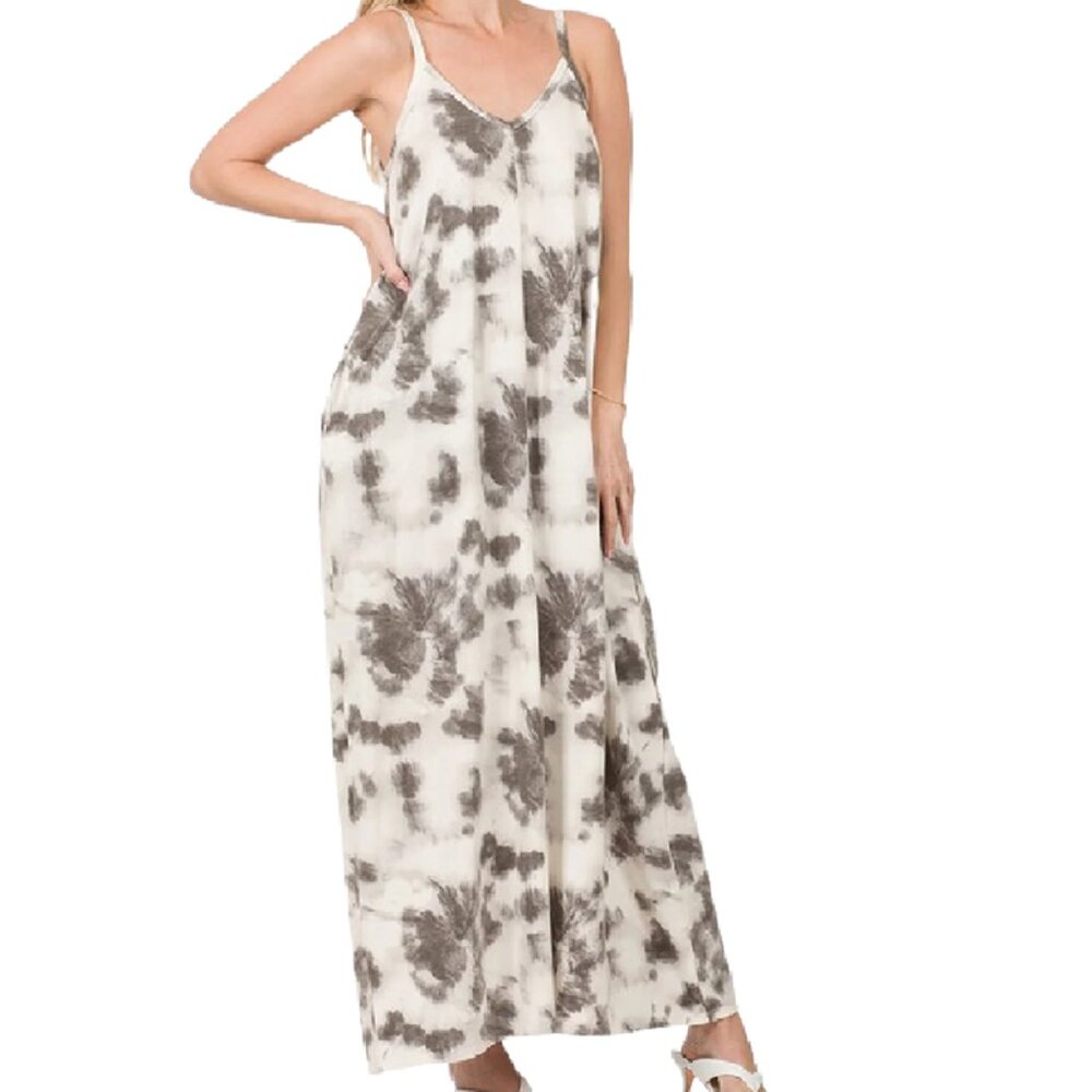 Zenana French Terry Tie Dye Maxi Dress